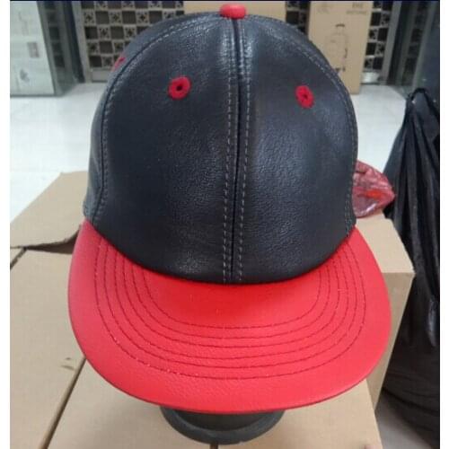 2017 New High quality Unisex cap genuine leather solid color HIP HOP snapback Cap Sport Adjustable real leather caps