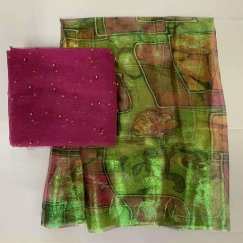 2020 Latest High Quality African Embroidered Metallic Silk Fabric 5+2 Yards/set For Lady Dress Clothing Silk Fabric! LXF77287