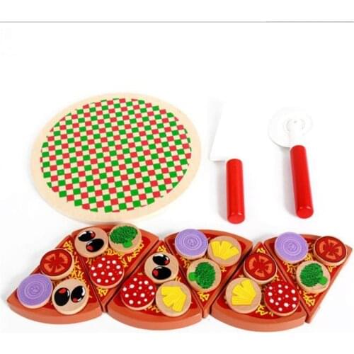 27Pcs Pizza Wooden Toys Food Cooking Simulation Tableware Children Kitchen Pretend Play Toy Fruit Vegetable With Tableware