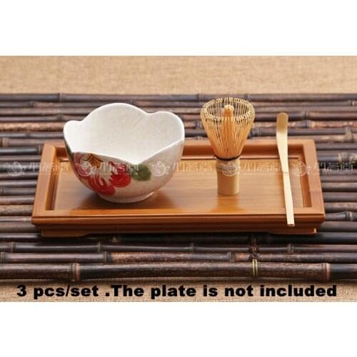 3pcs set 80 prongs bamboo whisk bamboo scoop matcha bowl japanese tea tool sets chasen bamboo