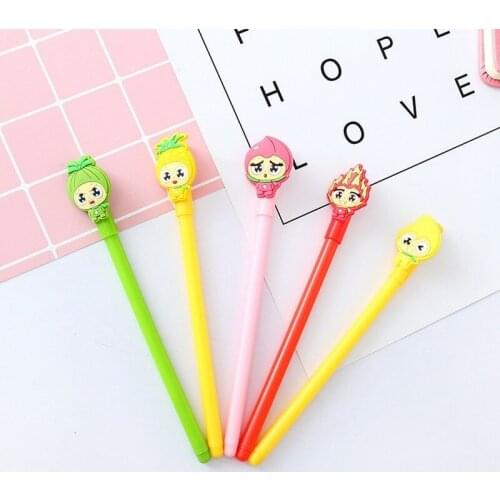 50PCS Creative Cartoon Passion Fruit Gel Pen Cute Student Stationery Signature Pen 0.5mm Black Pen Office Accessories