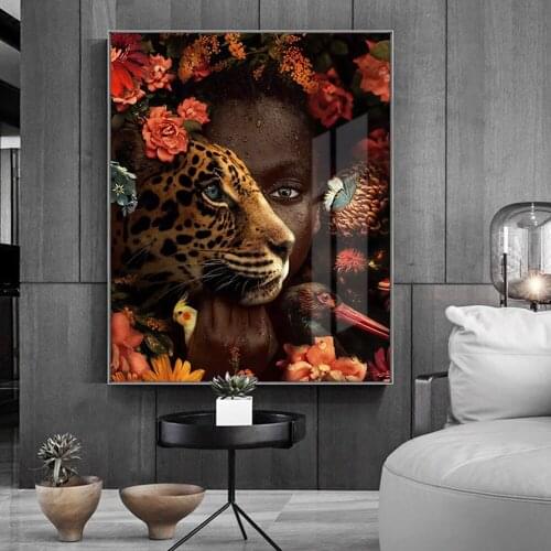 5D Diamond Painting African Art Black Woman Tiger Rose Bird Diamond Embroidery Wall Mosaic Diamond Art Living Room Decor