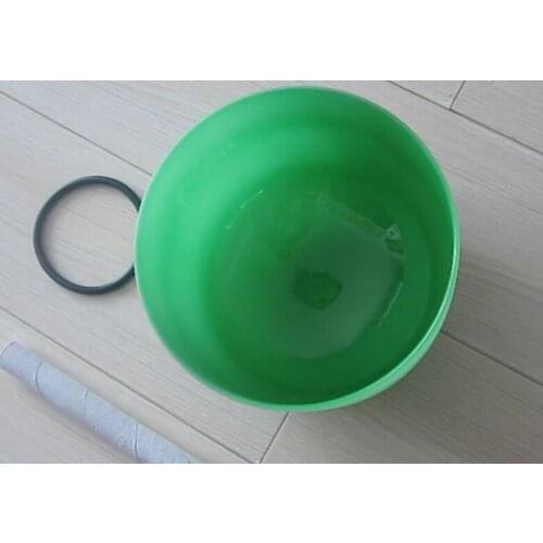 6" Green Color F# Heart Chakra Frosted Quartz Crystal Singing Bowl with free suede and o ring