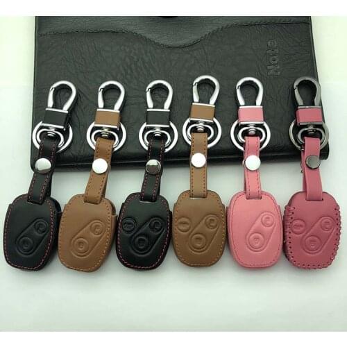 Genuine Leather Car Key Case Cover Key Chain Ring holder for Honda Accord Civic CRV Pilot Remote Key,2 3 Buttons Protect cover