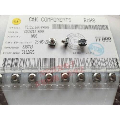 French original ITT waterproof dustproof silicone touch switch 7*7*5 package foot 4 feet micro-motion KSC521J