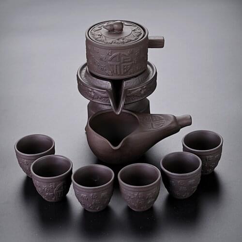 Creative Automatic Tea Set Simple Handmade Kungfu Purple Clay Vintage Tea Set Living Room Jogo De Cha Teaware Sets DI50CJ