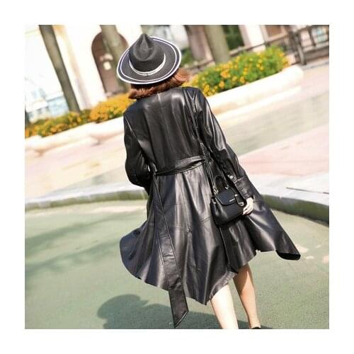 2020 100% Real Sheepskin Coat Female Genuine Leather Jacket long Belt Coats For Women Outerwear jaqueta de couro LX2009