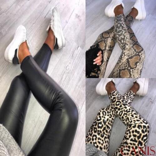 Hirigin 2021 Women High Waist Leggings Leopard Print Snake Skin Pattern Skinny Pencil Leggins Slim Ladies Stretch Trousers
