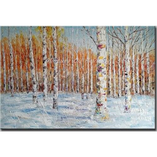 Mintura Handpainted Oil Painting On Canva Modern Abstract Art Painting Many Trees in The Forest Plant Draw Hotel Decor No Framed