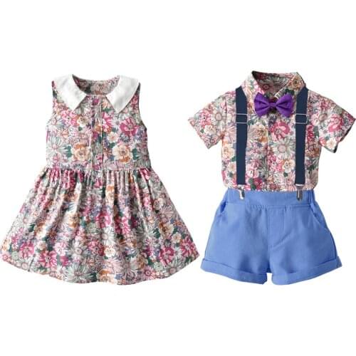 New 2021 Toddler Baby Girls Clothes Kids Baby Girls Dress+Boy Suit 2pcs Summer Outfits Set Family Christmas Clothes For 1-6 Age