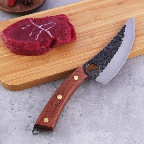 6'' Inch Big Boning Knife Professional Kitchen knife High Carban Steel Stone Washing Meat Cleaver Chef knife With Wooden Handle