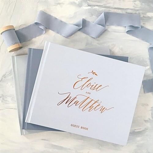 Personalized Mr and Mrs names Wedding Guest Book Pale Blue landscape Guestbook Light Blue Custom Baby shower Instant Photo Book