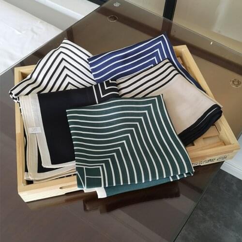 70*70cm Satin Silk Handkerchief Women Neck Scarves Striped Print Hair Scarf Female Small Shawls Square Headband Scarfs For Lady