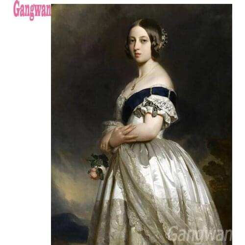 Full Square Round 5D DIY Diamond Painting Young Queen Victoria Portrait Wall Picture 3d Diamond Embroidery,Cross Stitch,Mosaic