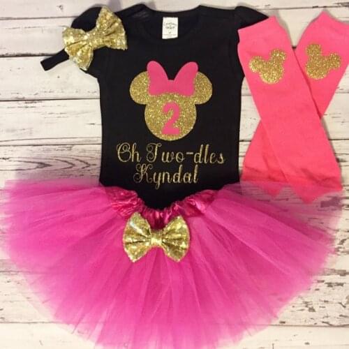 Custom fushia and Black mouse birthday bodysuit onepiece Tutu legwarmers toodles Outfit Set baby shower party favors