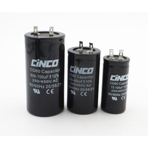 Motor Start Run Capacitor CD60 75MF 100MF 150MF 200MF 250MF 300MF 350MF 400MF 450MF 500MF 600MF 700MF 250V 450V