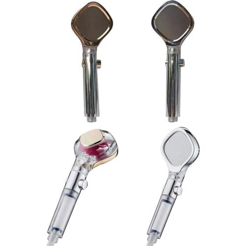 Handheld Turbocharged Shower Head with Stop Button High Pressure Water Saving Perforated Free Bracket Hose Bathroom Shower Sets