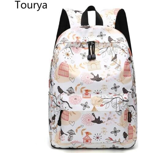 Tourya Cute Waterproof Printing Women Backpack Large Capacity Travel Laptop Bagpack School Bags Bookbag for Teenagers Girls