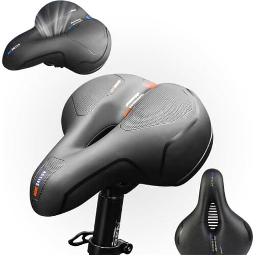 Bicycle Saddle Seat Road Cycle Mountain Bike MTB Seat Damping Safety Warning Hollow Breathable Bike Accessories for Riding
