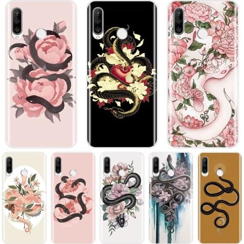 Phone Case Silicone For Huawei P Smart Plus 2019 P Smart Z Snake Flower Back Cover For Huawei P30 Lite Pro P20 Lite 2019 Case