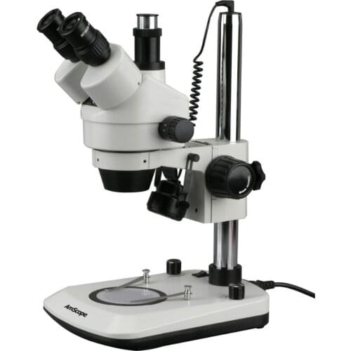 Trinocular Stereo Zoom Microscope--AmScope Supplies New 7X-45X Dual Lit 6W LED Trinocular Stereo Zoom Microscope