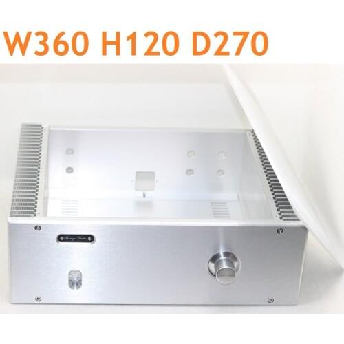Rear Class Power Amplifier Supply Housing DIY Audio Preamp Amp Headphone Case New Aluminum Heat Sink Full Silver Chassis W360