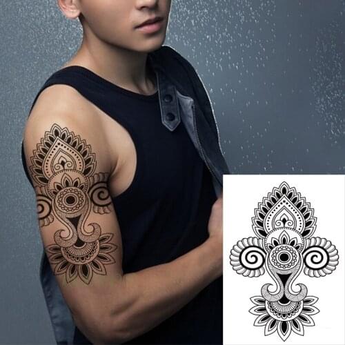 Waterproof Temporary Tattoo sticker totem datura flower petal geometric pattern big flash tatoo fake tatto for Girl Men Women