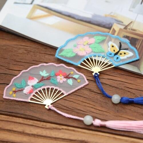 Bookmarks Cross Stitch Tassel Fan Diy Embroidery Needle Minder Kit Threads for Knitting Fabric Needlework Decor Pendant Jewelry