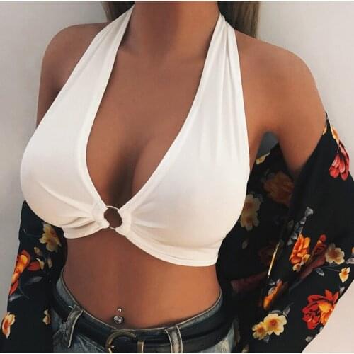 Womens Summer Solid Camis Tanks Crop Tops Halter Ladies Sleeveless Sexy Backless Female Tees Vest Camis Tops Clubwear