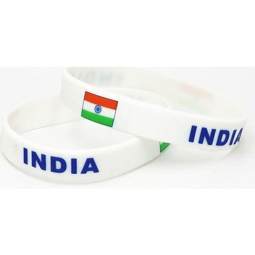 1PC White India Flag Silicone Wristband Football Soccer Team Fans Sport Elastic Rubber Bracelet Bangles 2018 Armband Sifts SH228