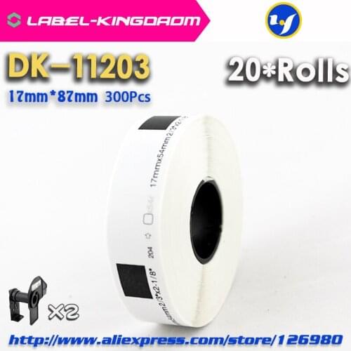 20 Refill Rolls Compatible DK-11203 Label 17mm*87mm 300Pcs Compatible for Brother Label Printer White Paper DK11203 DK-1203