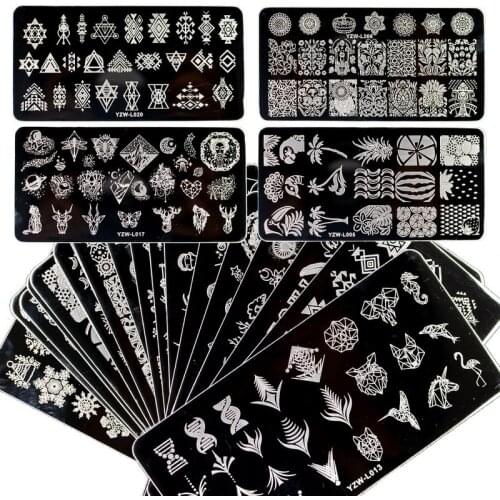 3D Nail Art Transfer Template Stamping Steel Plate Design Letter Butterfly Note Image Stencil DIY Printing Stainless Steel Tools