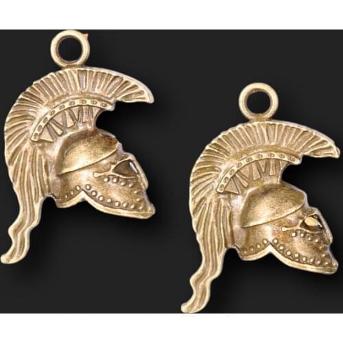 4pcs Antique Bronze Color 3D Roman Warrior Helmet Charm Vintage Necklace Bracelet DIY Handmade Metal Jewelry Pendants