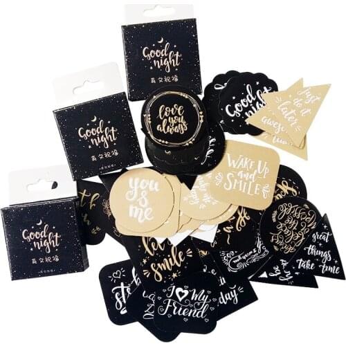 45pcs good night English News Alphabet Stickers Cute Diary Journal Stationery Flakes Scrapbooking DIY Decorative Stickers