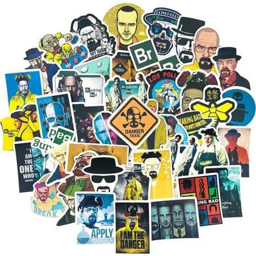 50Pcs US TV Series Breaking Bad Stickers For Suitcase Notebook Diary Refrigerator Guitar Custom Waterproof PVC Graffiti Stickers