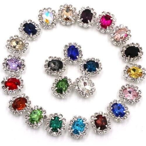 Clothing Accessories 6X8mm Oval Shape Glass Nail Rhinestones Gold Claw Setting Cup Chain Rim Crystal Button For Dress/Bags/Shoes