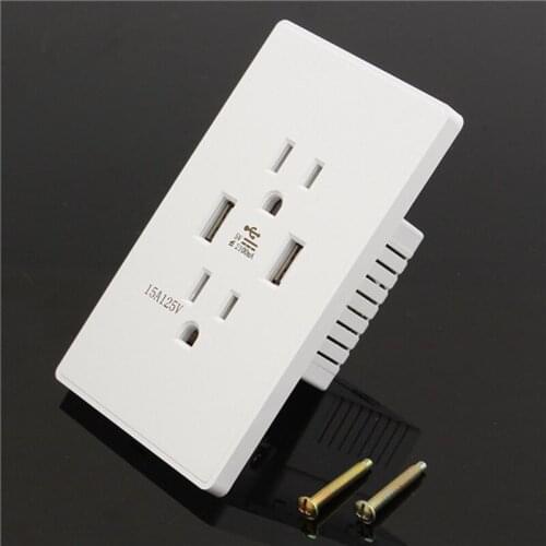 US Socket with Dual USB Port Charger 5V 2100mA American Standard US Taiwan Japan Power Socket 15A 110V