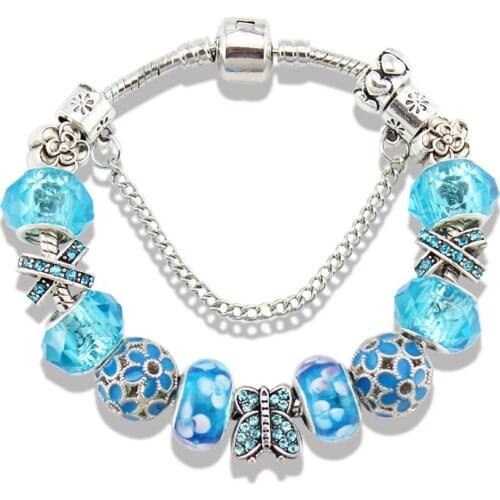 ANNAPAER 2019 Butterfly Flower Charms Bracelet & Bangles Fashion DIY jewelry With Black High Quality Crystal For Women Love Gift