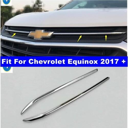 Car Accessories Front Grille Grill Decoration Stripes Cover Trim Fit For Chevrolet Equinox 2017 2018 2019 2020 2021 ABS Chrome