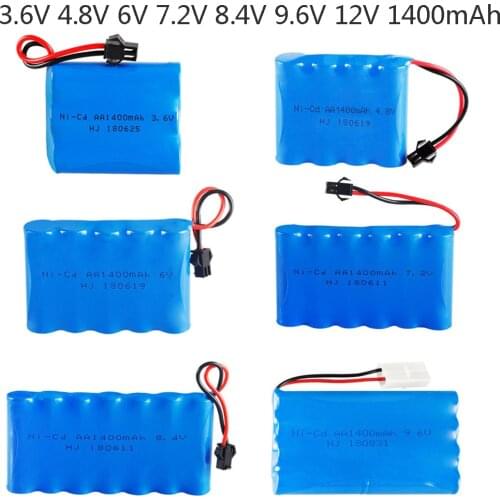 3.6V 4.8V 6V 7.2V 8.4V 9.6V 12V 1400mAh NiCD AA battery For RC Toys Cars Trucks Tank Guns Spare Parts AA Ni-CD Battery pack