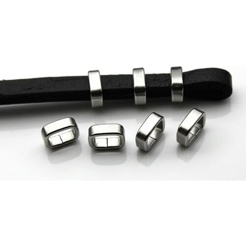 30pcs Stainless Steel Metal Big Hole Spacer Beads for Jewelry Making Fit 5x3mm Flat Leather Bracelet DIY Handmade Findings Z1211