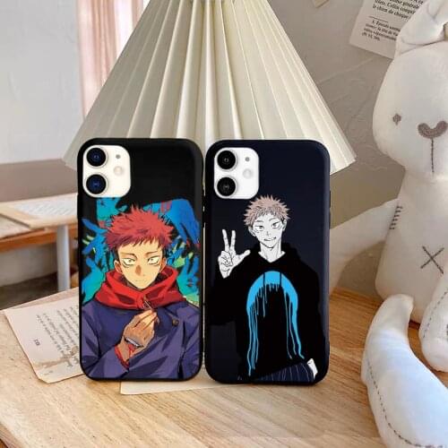 Yuji Itadori Anime Jujutsu Kaisen Cartoon Phone Case For Iphone 12 11 Pro X Xs Max XR 7 8 Plus Cute Silicone Soft Black Cover
