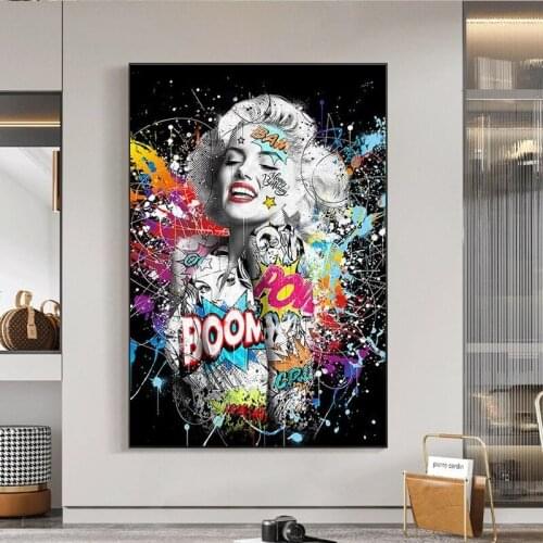 Black White Graffiti Marilyn Monroe Canvas Painting Sexy Portrait Posters and Prints Wall Art Picture for Living Room Home Decor