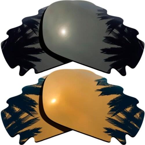 Black+Bronze Gold Mirrored) 2-Pairs Polarized Replacement Lenses for Jawbone Vented/Racing Jacket 100% UVA & UVB Protection