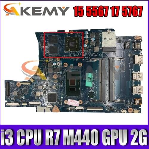 CN-06682Y 06682Y For DELL 15 5567 17 5767 Laptop Motherboard BAL20 LA-D801P LA-D805P Mainboard With i3 CPU R7 M440 GPU 2G Tested