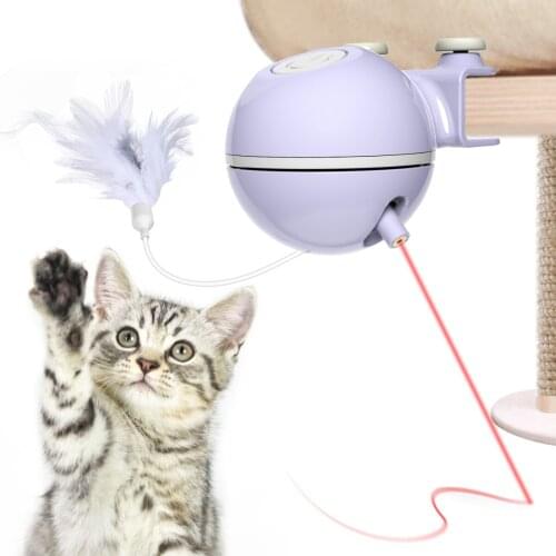 Dadypet Electric Automatic Interactive Cat Toy 360° Rotate USB Rechargeable with LED Light for Cat Tree