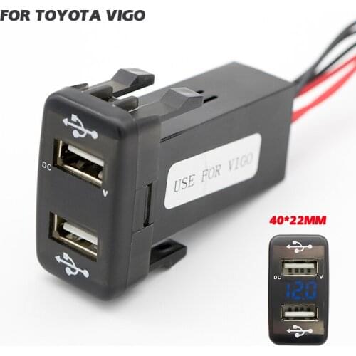 For Toyota Charger Voltmeter Dual USB Adapter Interface Socket Port Voltmeter Auto 2 USB Car Socket Charge Power for Toyota VIGO