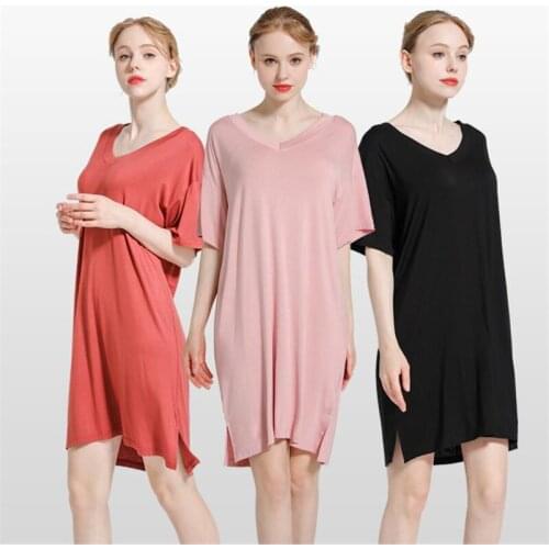 Home service dress summer modal Sleepwear skirt soft short-sleeved Korean loose large size пижама women summer Nightwear 2020