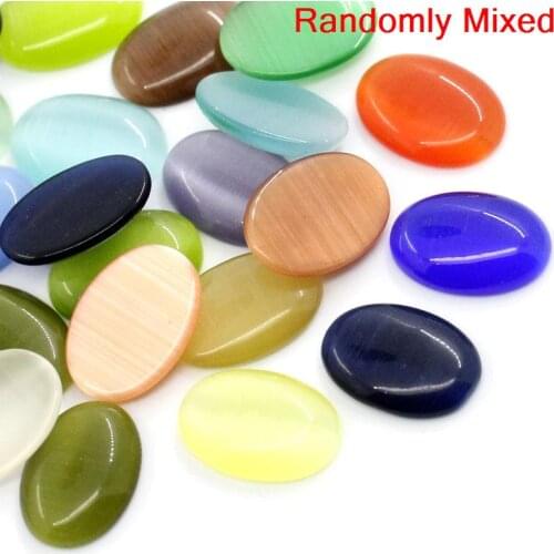DoreenBeads Glass Dome Seals Cabochons Embellishments Findings Oval Flatback At Random Cats Eye Imitation DIY 14mmx 10mm,4PCs