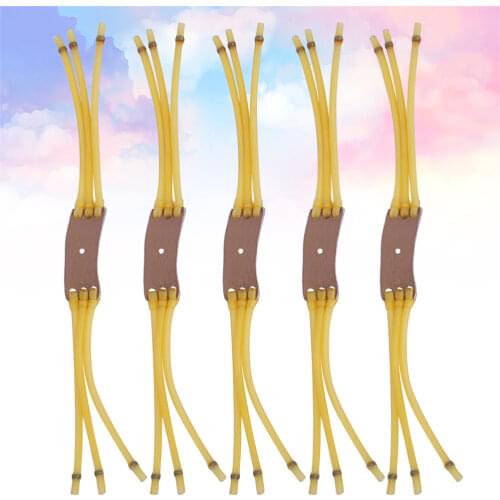 5Pcs Elastic Slingshot Rubber Bands Bow Slingshot Rubber Bands Replacement With Six Strips Rubber Latex Tube Coffee Yellow